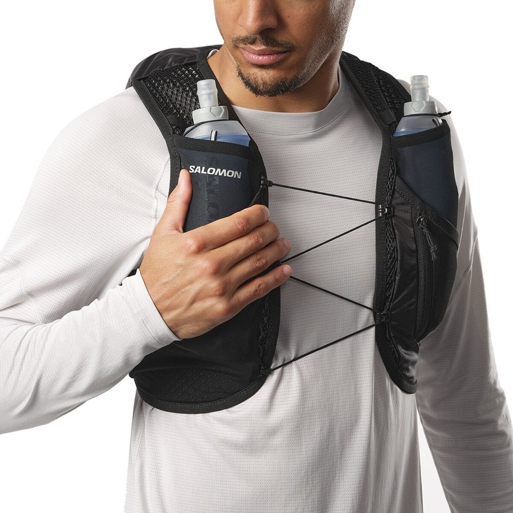 Salomon Black Active Skin 8L Hydration Vest with Dual Bottles
